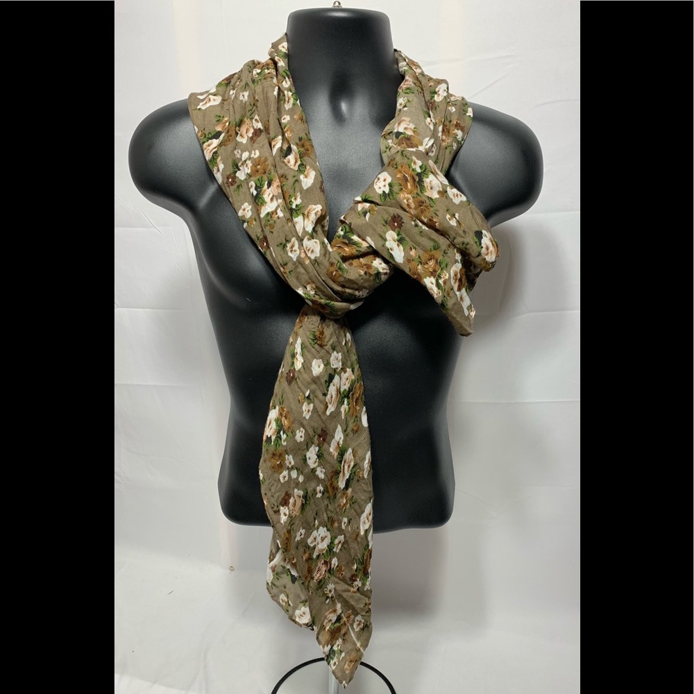 Brown Floral Scarf Vintage